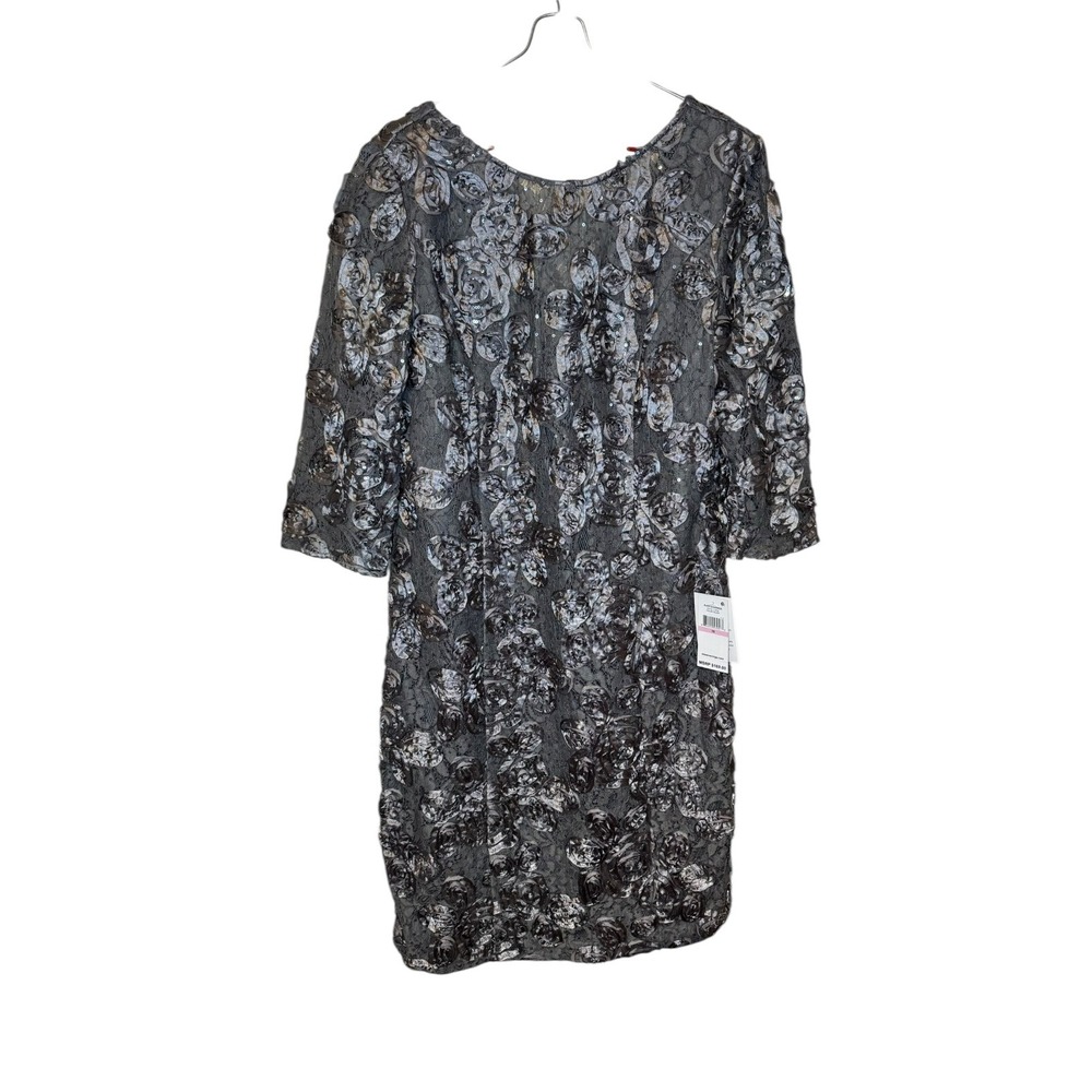 Alex Evenings Women Dress 3/4-Sleeve Embroidered Lace Sequin Sheath Black 10 NWT